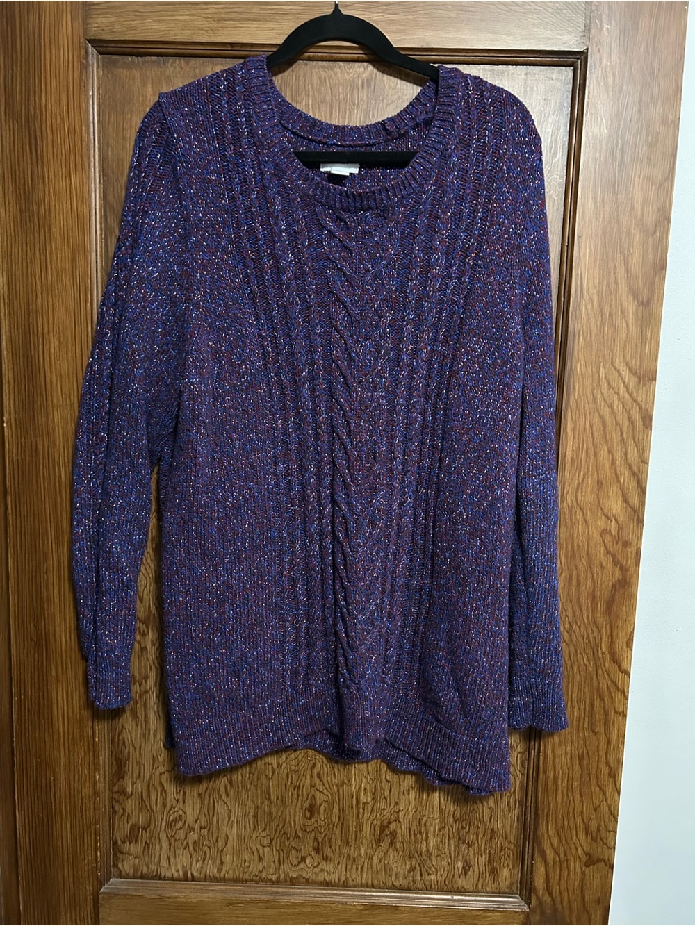 Old Navy Navy & Burgundy Cable Knit Crew Neck Sweater XXL